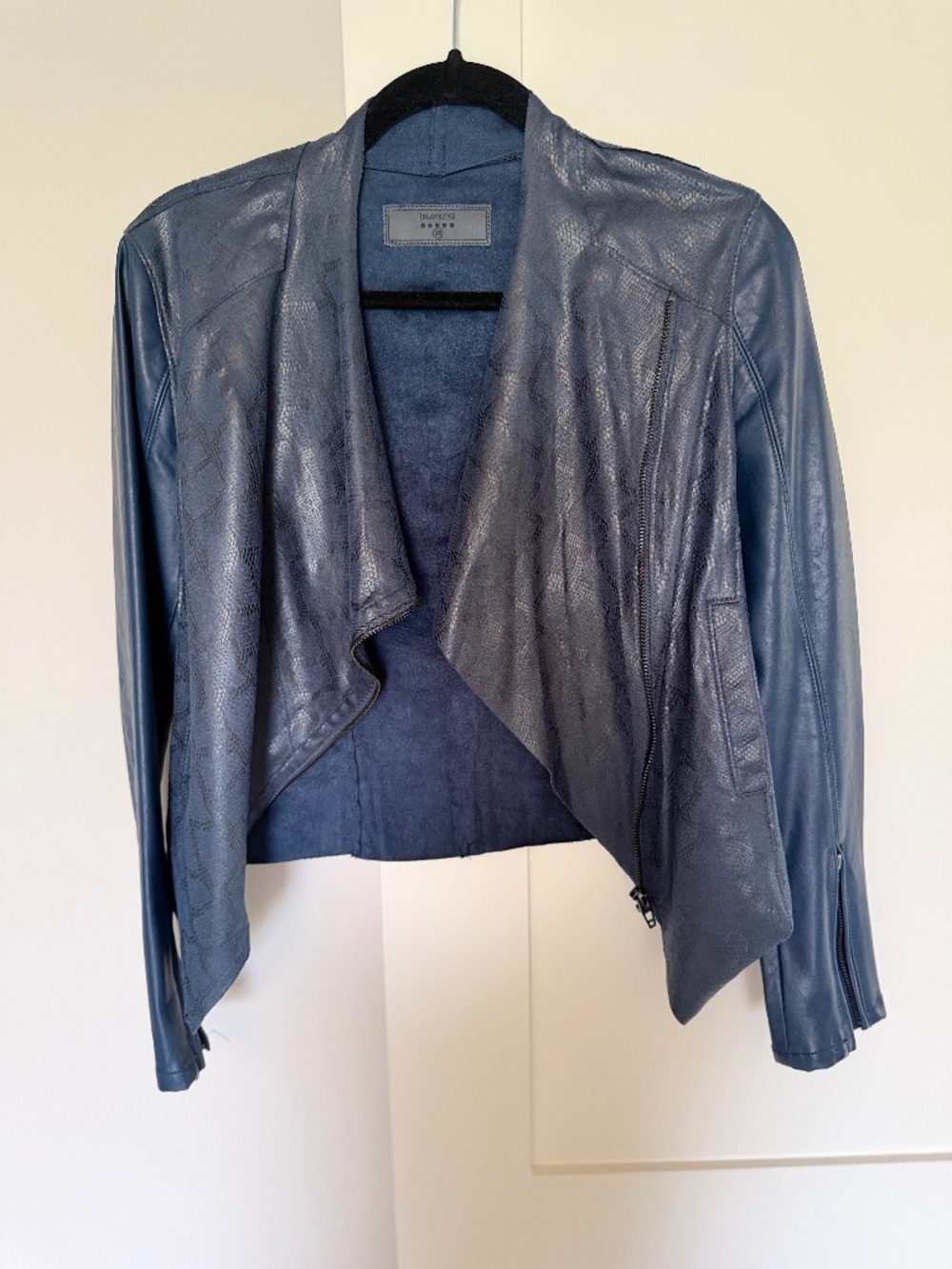 Blank NYC Navy Faux Leather Jacket XS